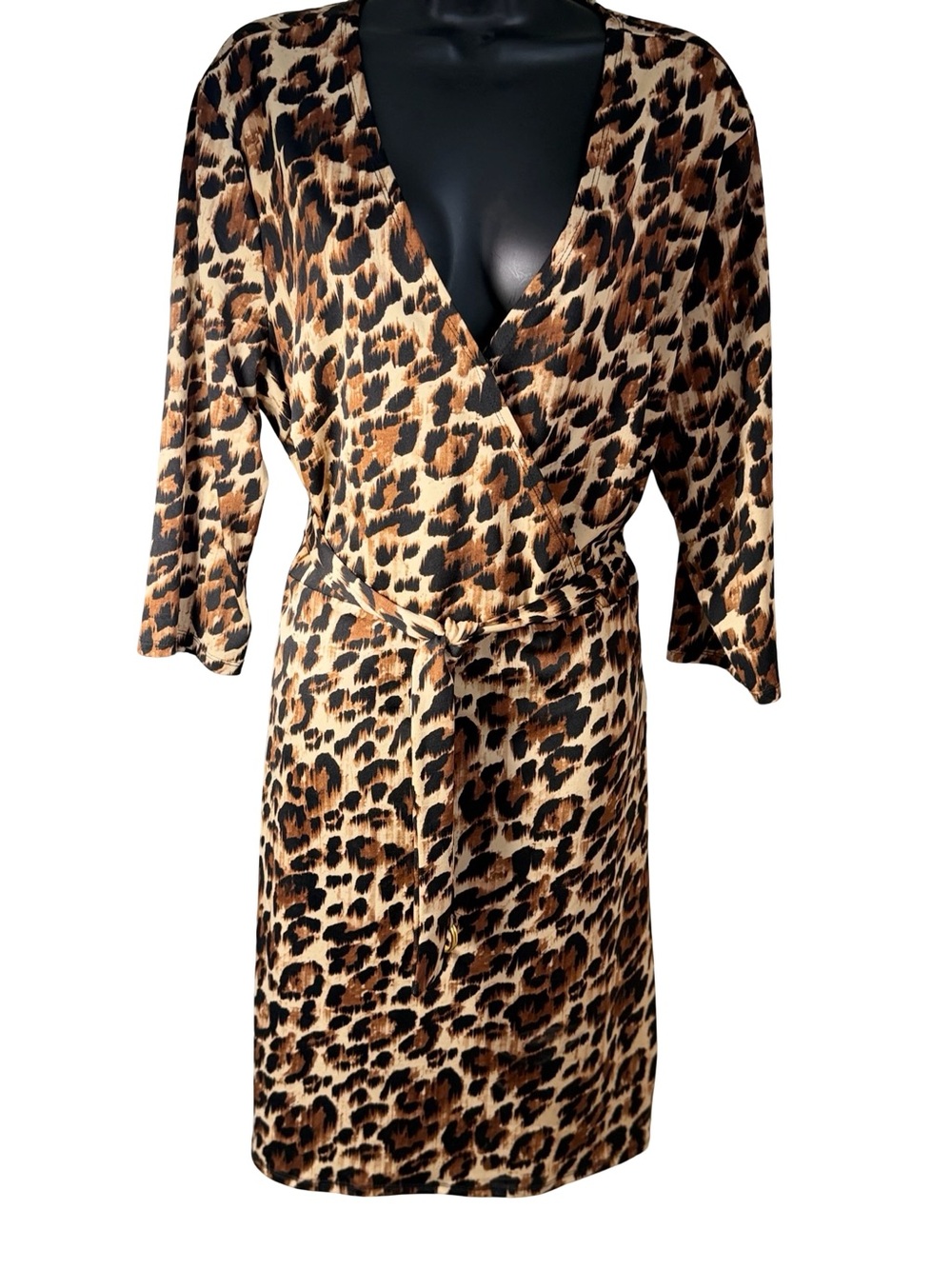 Tacera Leopard Print Wrap Robe - Brown, Black, Cream
